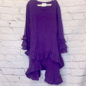 Millie Jay Purple Long Sleeve Ruffle Dress Size 6X Excellent Condition